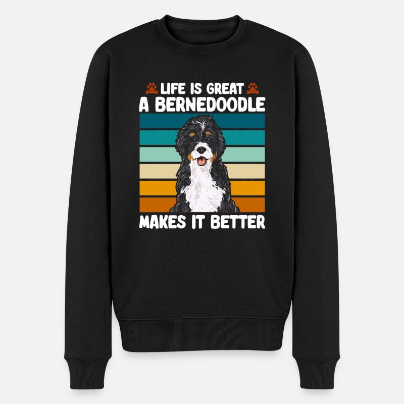 Chien Bernedoodle - Pull Premium bio Homme - noir