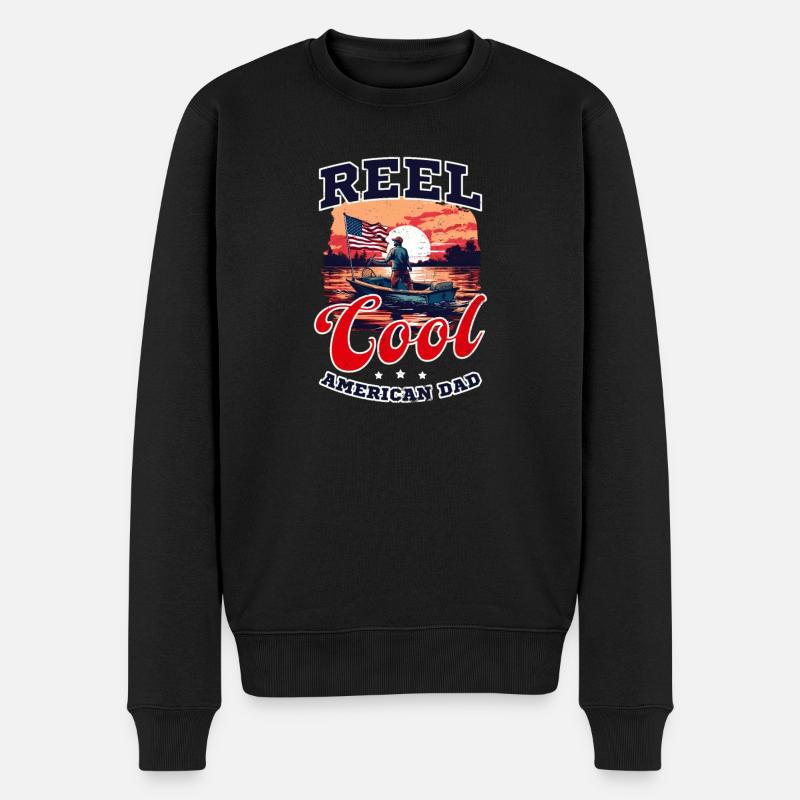 Pêcheur Cool Américain Papa - Pull Premium bio Homme - noir