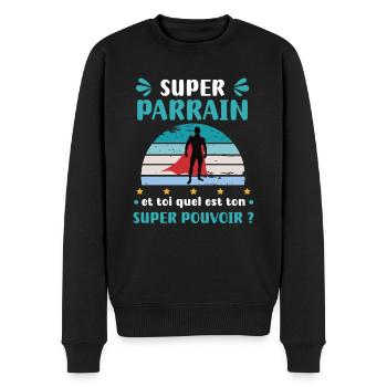 parrain super pouvoir super parrain cadeau parrain - Pull Premium bio Homme - noir - Devant - Nico (187cm)