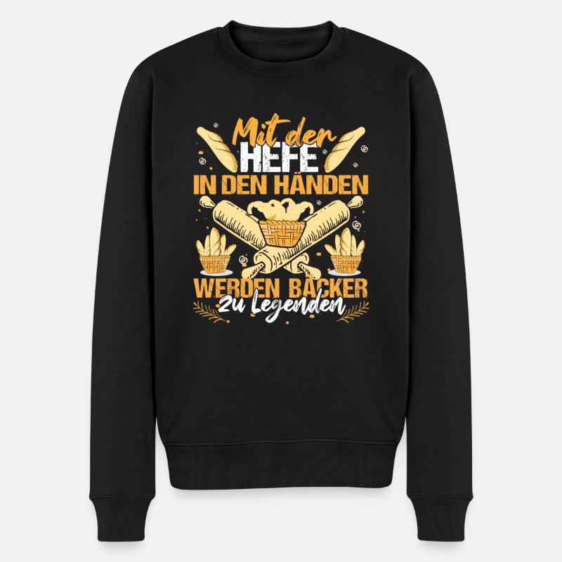 Bäcker Konditor Mit Hefe in den Händen - Männer Premium Bio Pullover - Schwarz