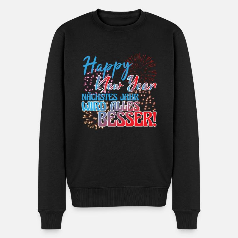 Silvester Neujahr Silvesterparty - Männer Premium Bio Pullover - Schwarz