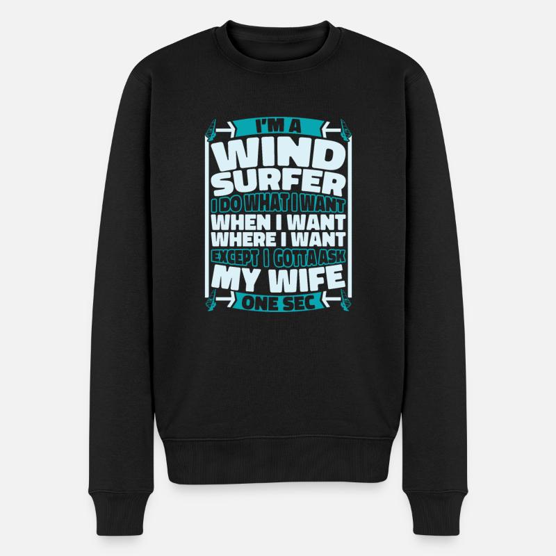 Windsurfen Windsurfer - Männer Premium Bio Pullover - Schwarz