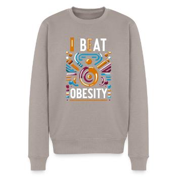 I Beat Obesity 15 - Männer Premium Bio Pullover - Taupe - Vorne - Nico (187cm)