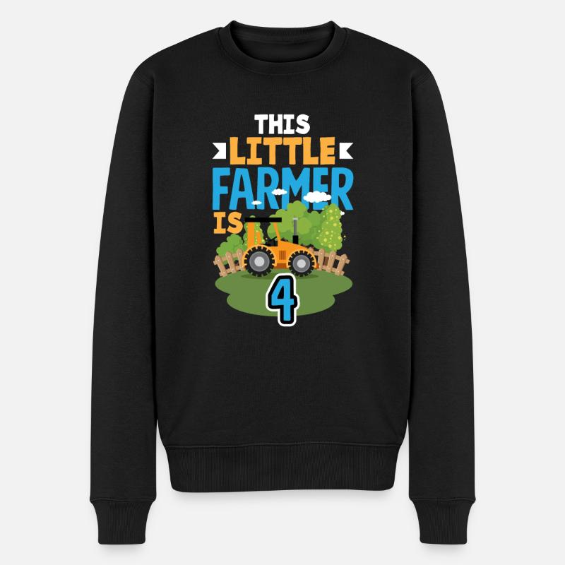 4. Geburtstag Traktor 4 Jahre Geburtstagsshirt - Männer Premium Bio Pullover - Schwarz