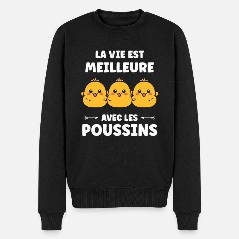 Humour petit poussin - Pull Premium bio Homme - noir