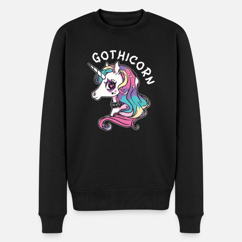 Gothic Einhorn Gothicorn - Männer Premium Bio Pullover - Schwarz
