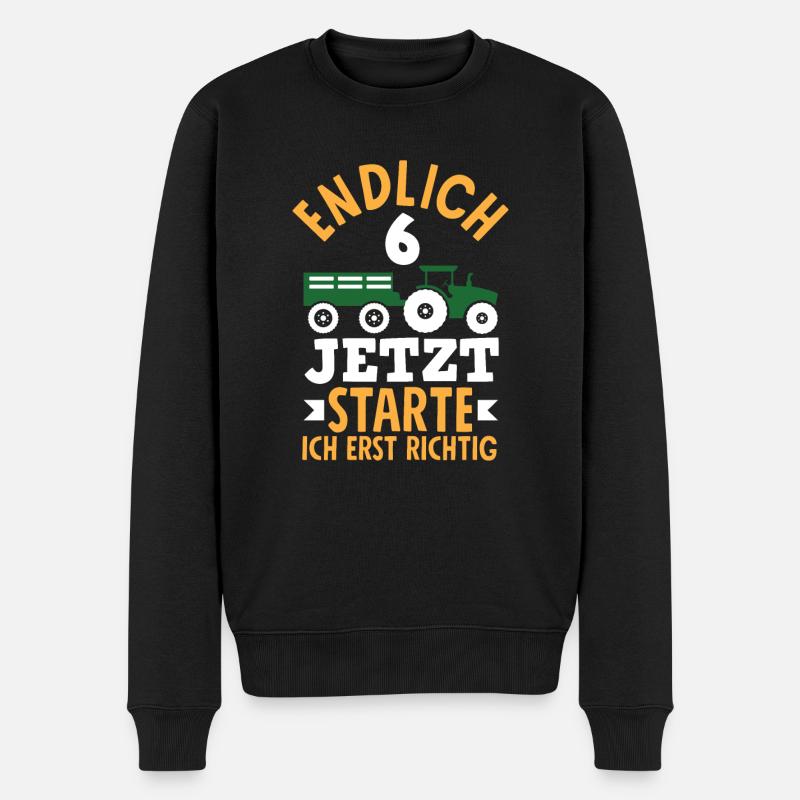 6. Geburtstag Traktor 6 Jahre Geburtstagsshirt - Männer Premium Bio Pullover - Schwarz