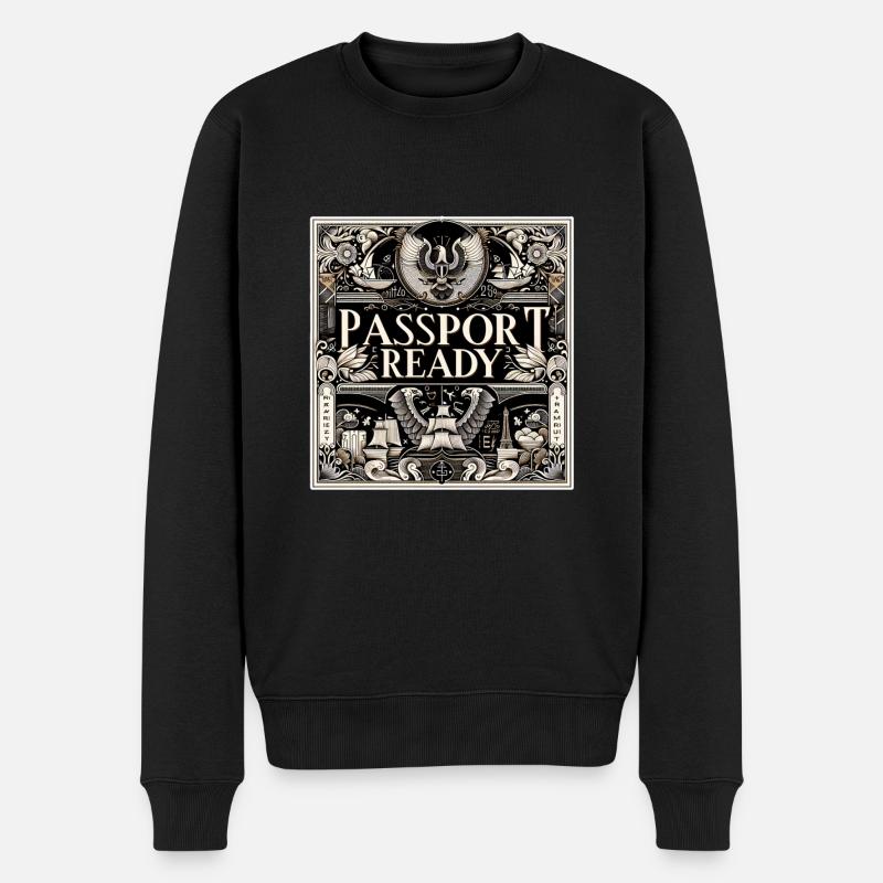 Passport Ready 8 - Männer Premium Bio Pullover - Schwarz