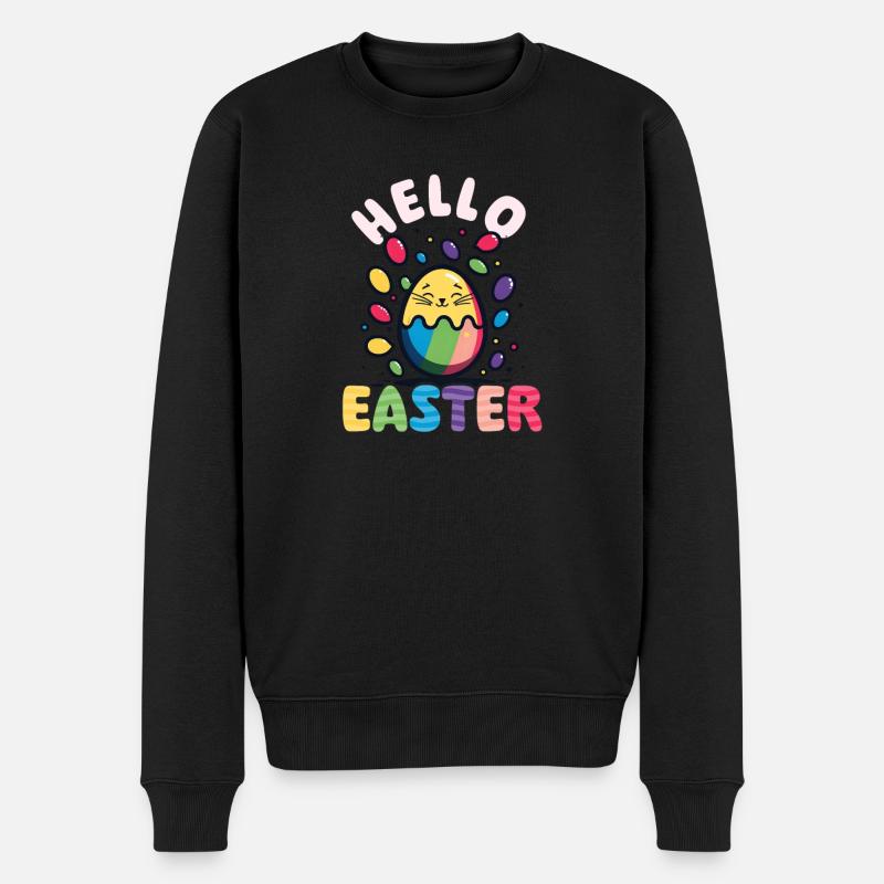 Cat Easter Hello Easter - Men's Premium Organic Jumper - black