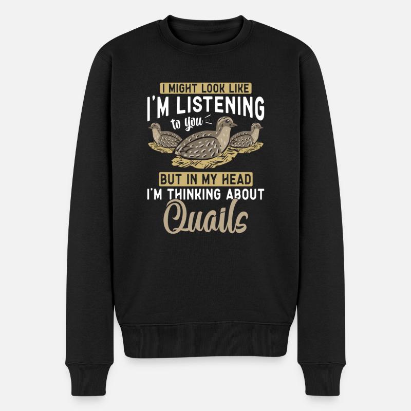 Wachtel Vogel - Männer Premium Bio Pullover - Schwarz