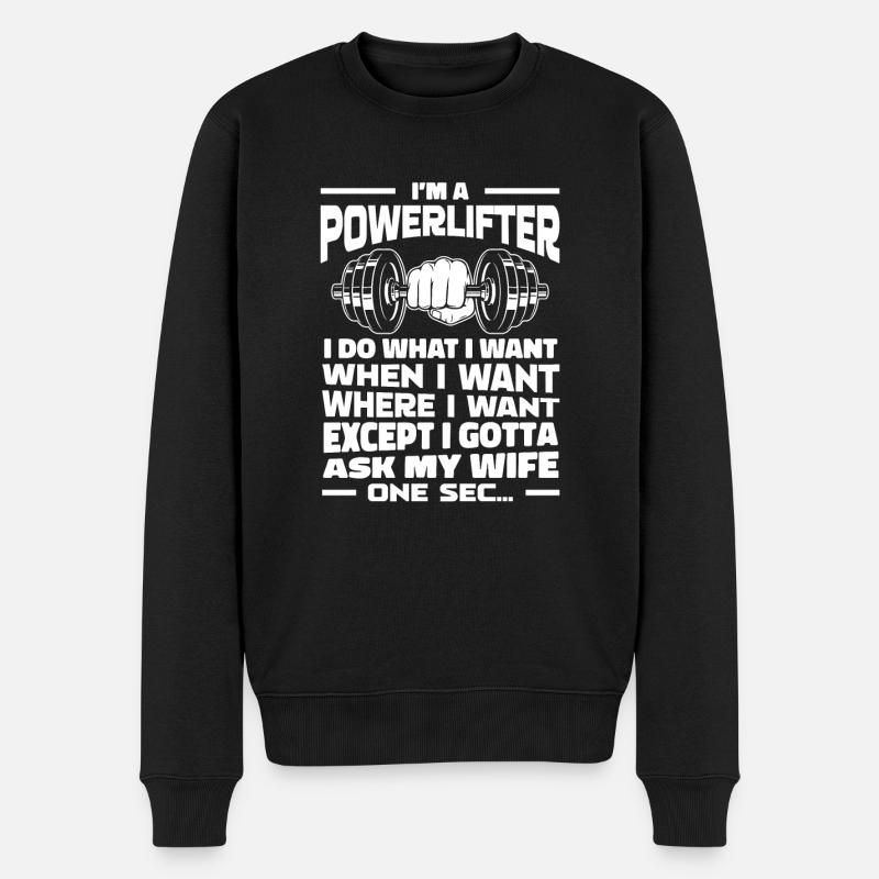 Powerlifting Powerlifter Lustig - Männer Premium Bio Pullover - Schwarz