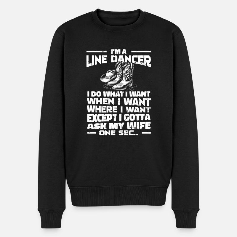 Line Dance Witzig - Männer Premium Bio Pullover - Schwarz