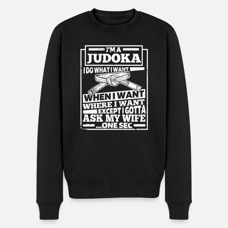 Judoka Witzig - Männer Premium Bio Pullover - Schwarz