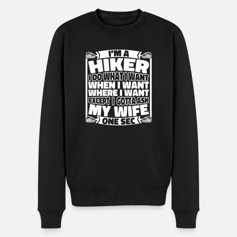 Wandern Wanderer Lustig - Männer Premium Bio Pullover - Schwarz