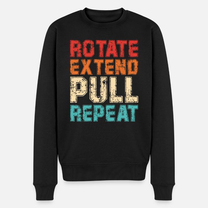 Rotate Extend Pull Repeat - Männer Premium Bio Pullover - Schwarz