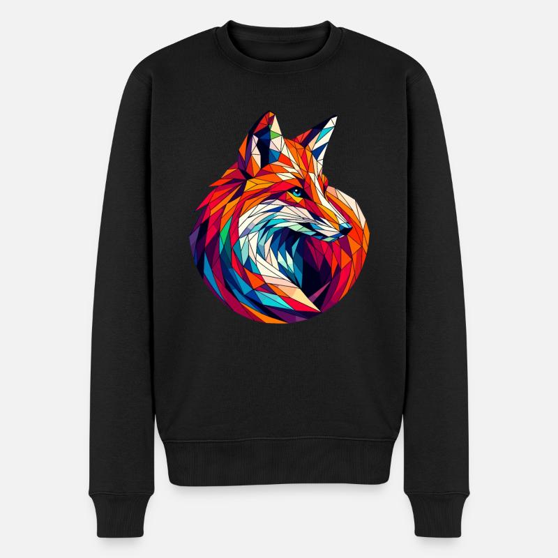 Fuchs in Polygonendarstellung - Männer Premium Bio Pullover - Schwarz