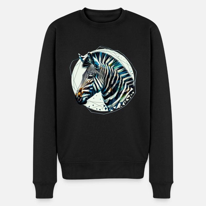 Zebra in Polygonendarstellung - Männer Premium Bio Pullover - Schwarz