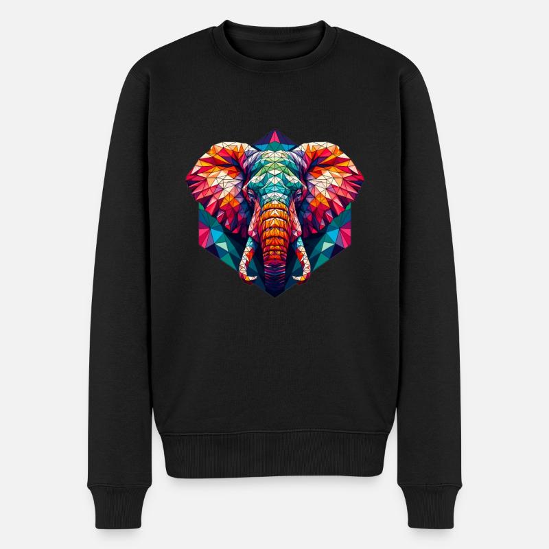 Elefant in Polygonendarstellung - Männer Premium Bio Pullover - Schwarz