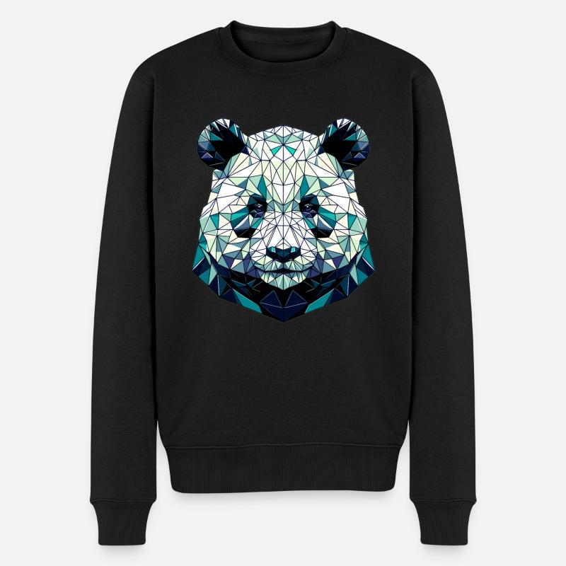 Panda in Polygonendarstellung - Männer Premium Bio Pullover - Schwarz