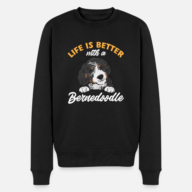 Bernedoodle Hund - Männer Premium Bio Pullover - Schwarz
