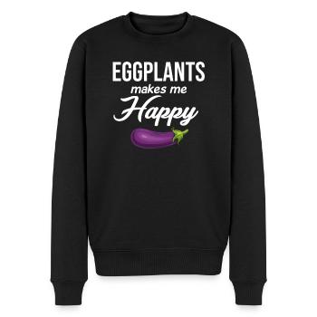 Aub Aubergine Macht Mich Glücklich Liebhaber - Männer Premium Bio Pullover - Schwarz - Vorne - Nico (187cm)