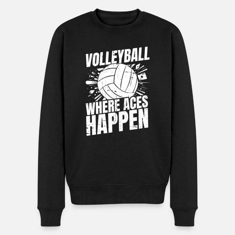 Volleyball Volleyballer Ass Karte - Männer Premium Bio Pullover - Schwarz