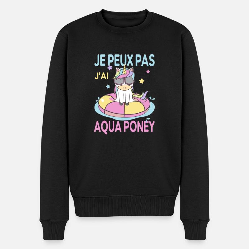 Ich kann nicht, ich habe Aqua Pony Einhorn-Fans - Männer Premium Bio Pullover - Schwarz