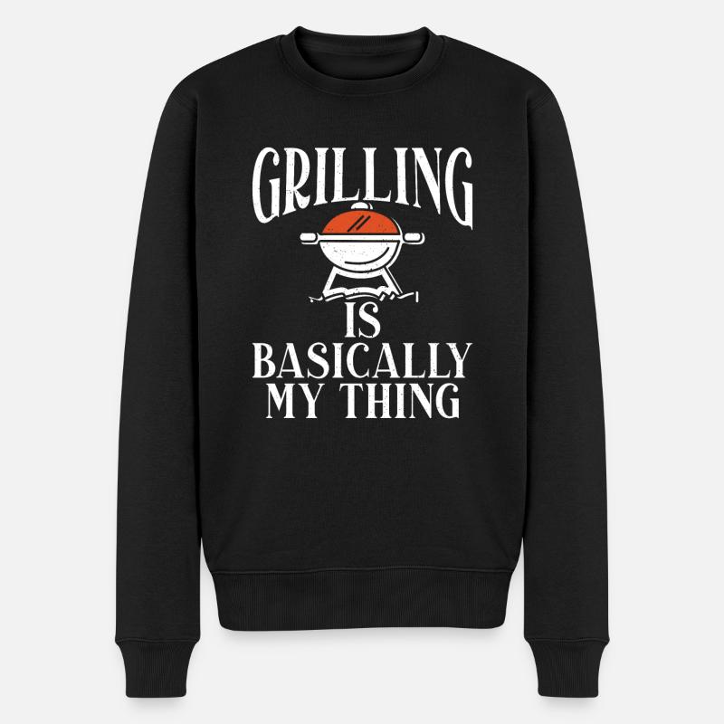 Grill Barbecue Grilling - Männer Premium Bio Pullover - Schwarz