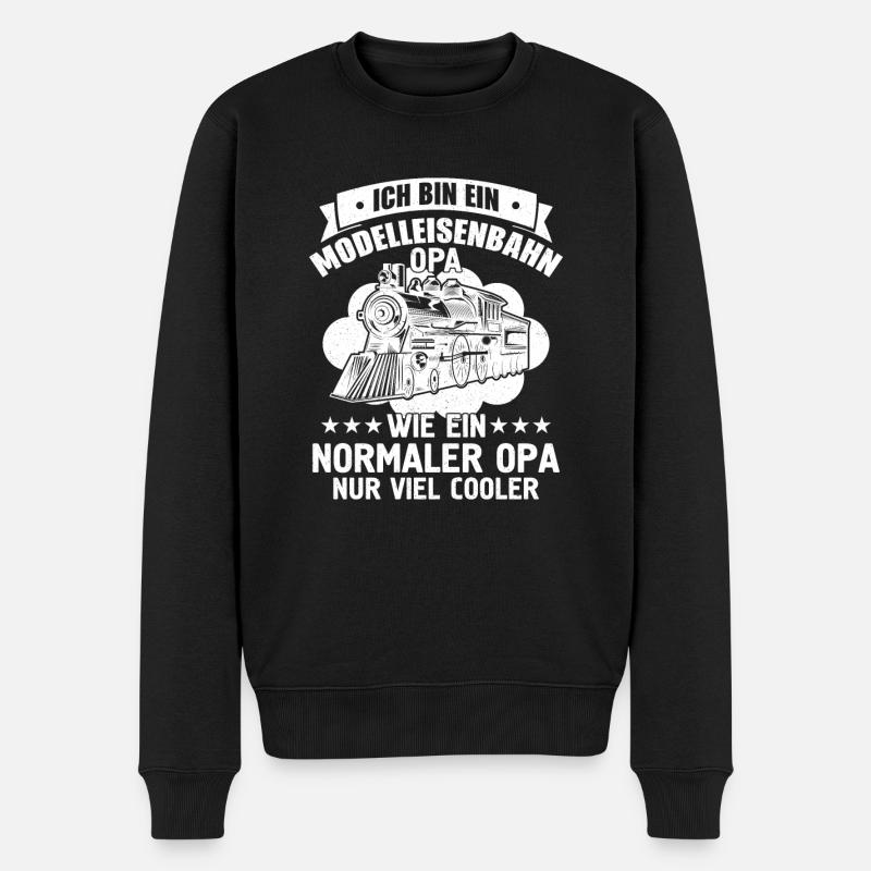 Eisenbahn Modelleisenbahn Dampflok Beruf - Männer Premium Bio Pullover - Schwarz