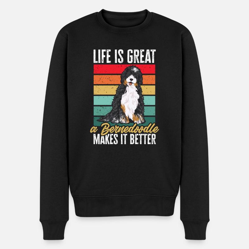 Chien Bernedoodle - Pull Premium bio Homme - noir