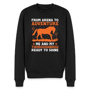 Thoroughbred Horse Racing Riding Equestian Horses - Men's Premium Organic Jumper - black - Front - Nico (187cm)