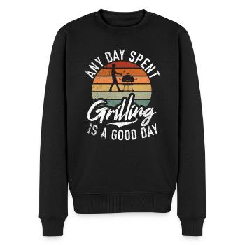 Grill Barbecue Grilling - Männer Premium Bio Pullover - Schwarz - Vorne - Nico (187cm)