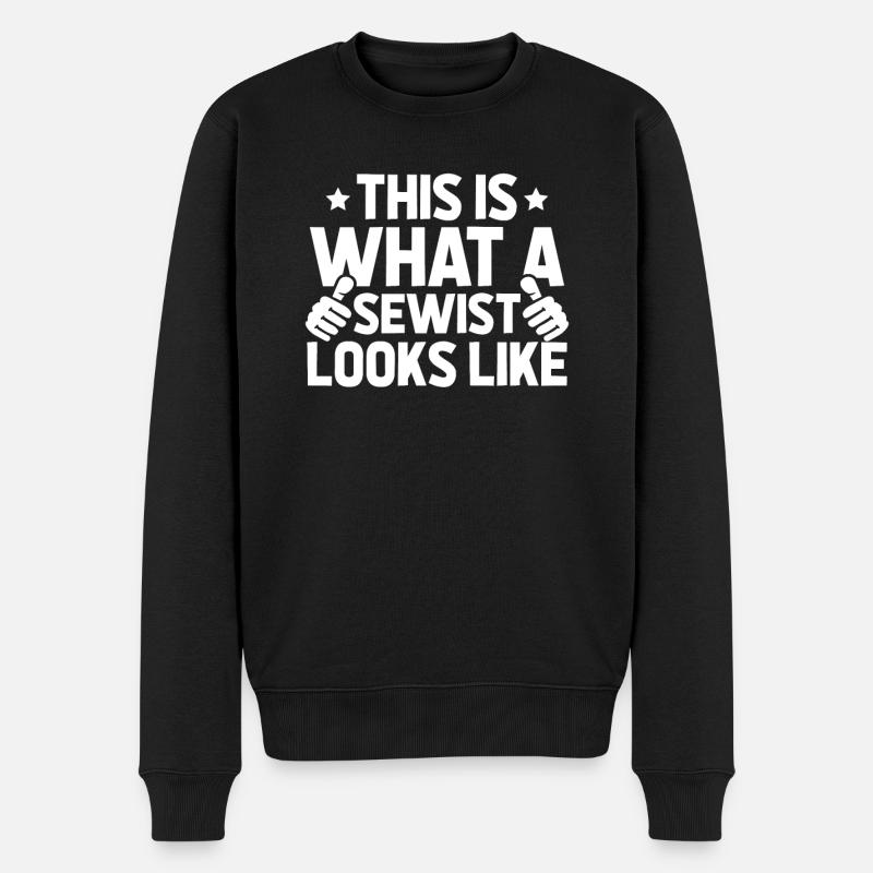 Nähen Nähmaschine - Männer Premium Bio Pullover - Schwarz