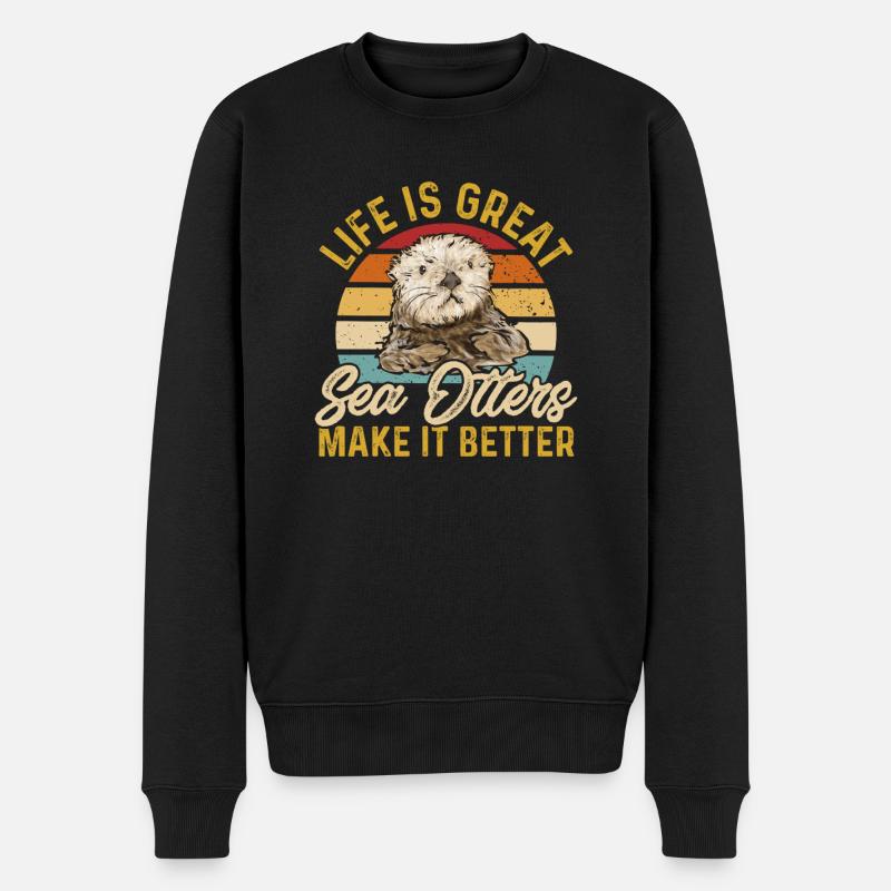Seeotter - Männer Premium Bio Pullover - Schwarz