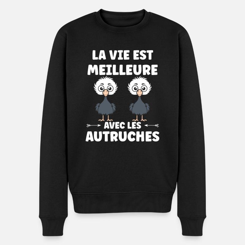 Strauß Zitat - Männer Premium Bio Pullover - Schwarz