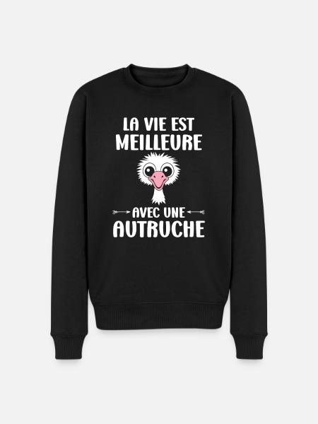 Humorous Ostrich Quote - Men's Premium Organic Jumper - black