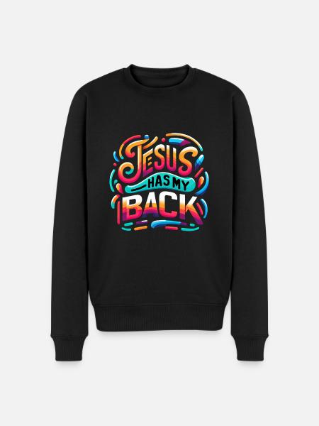 Jesus Has My Back 24 - Männer Premium Bio Pullover - Schwarz