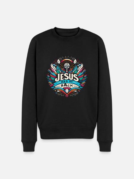 Jesus Has My Back 27 - Männer Premium Bio Pullover - Schwarz