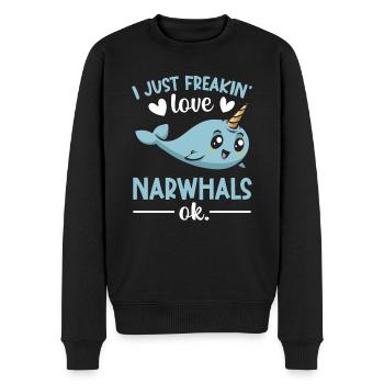 Narval Licorne Baleine - Pull Premium bio Homme - noir - Devant - Nico (187cm)