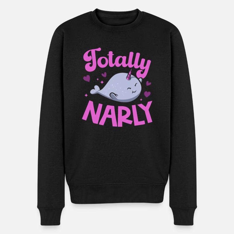 Narwal Einhornwal - Männer Premium Bio Pullover - Schwarz