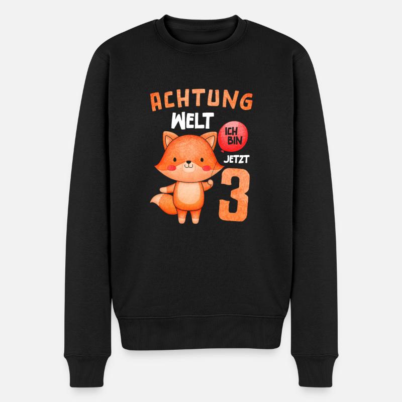 Achtung Welt Ich Bin Jetzt 3 Fuchs - Männer Premium Bio Pullover - Schwarz