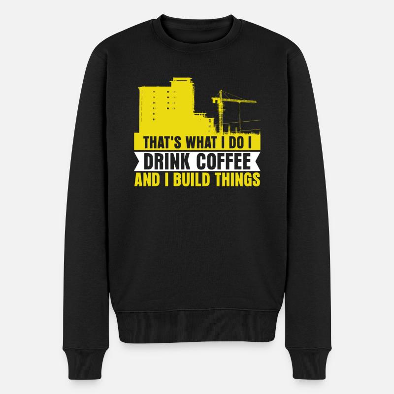 Construction Worker Crane - Männer Premium Bio Pullover - Schwarz