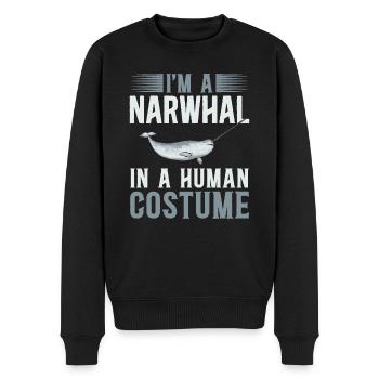 Narval Licorne Baleine - Pull Premium bio Homme - noir - Devant - Nico (187cm)