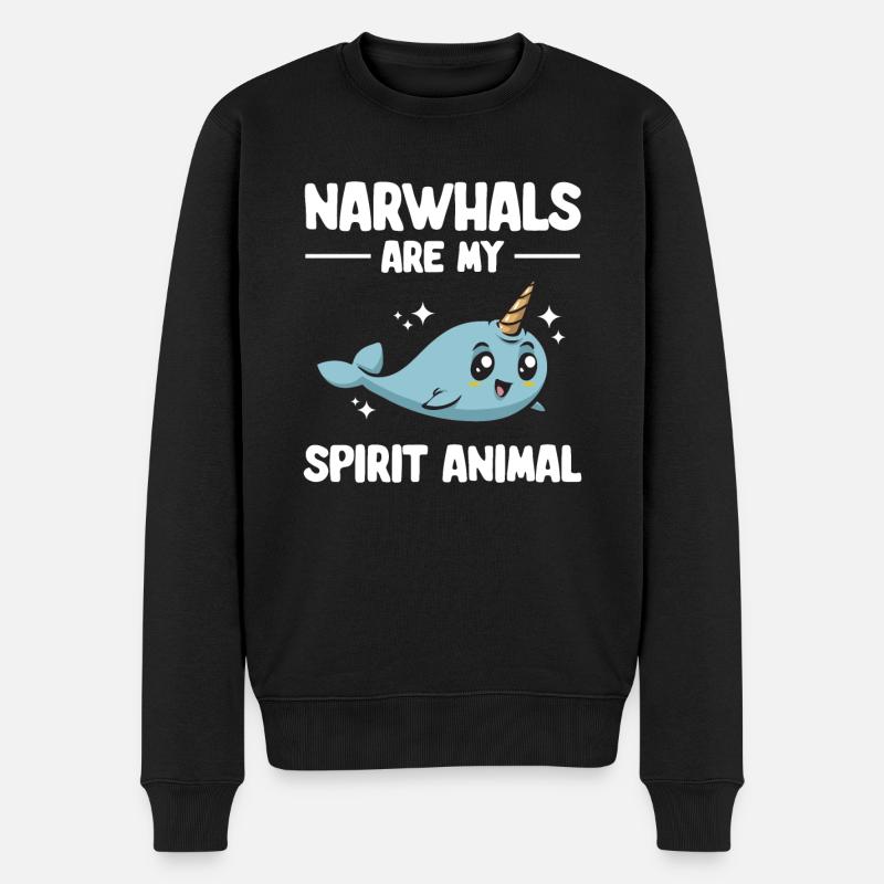 Narwal Einhornwal - Männer Premium Bio Pullover - Schwarz