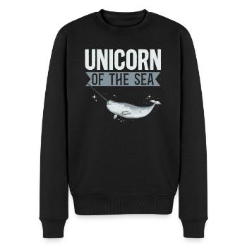 Narval Licorne Baleine - Pull Premium bio Homme - noir - Devant - Nico (187cm)