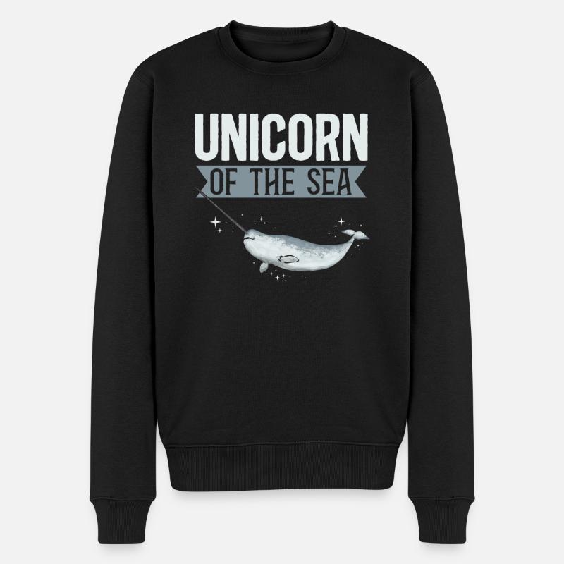 Narwal Einhornwal - Männer Premium Bio Pullover - Schwarz