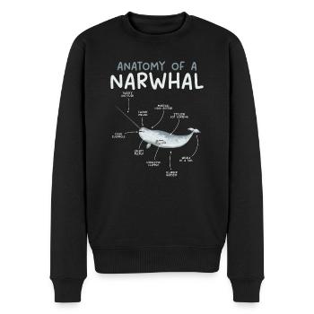Narval Licorne Baleine - Pull Premium bio Homme - noir - Devant - Nico (187cm)