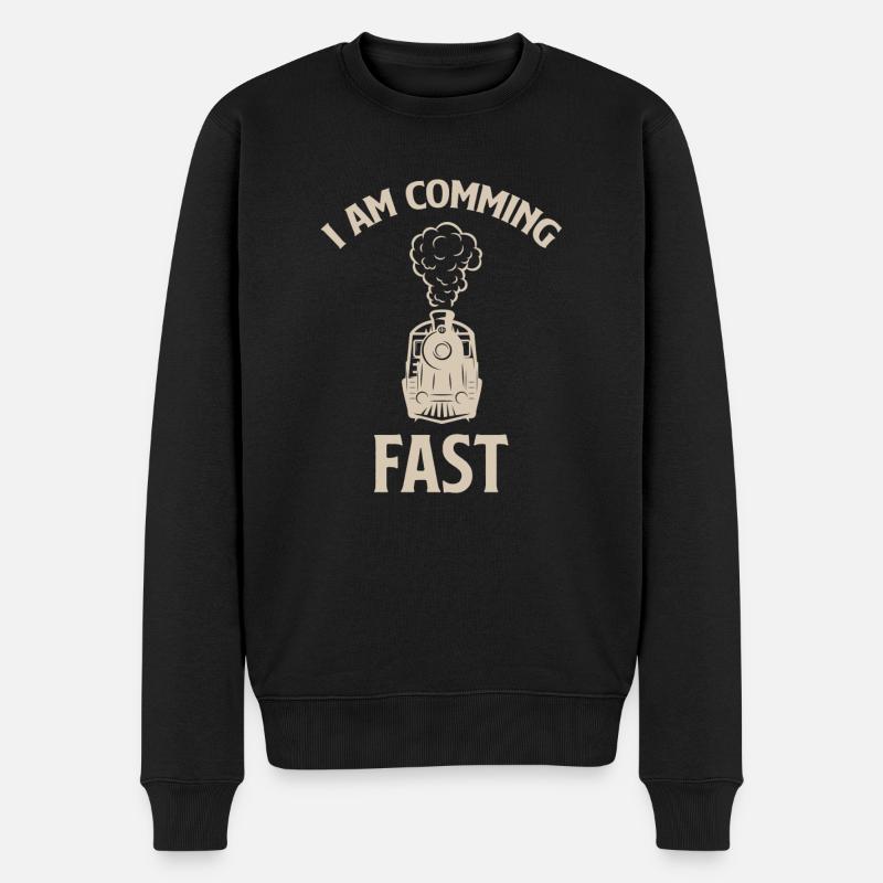 J’arrive vite Drôle de conducteur de train machiniste - Pull Premium bio Homme - noir