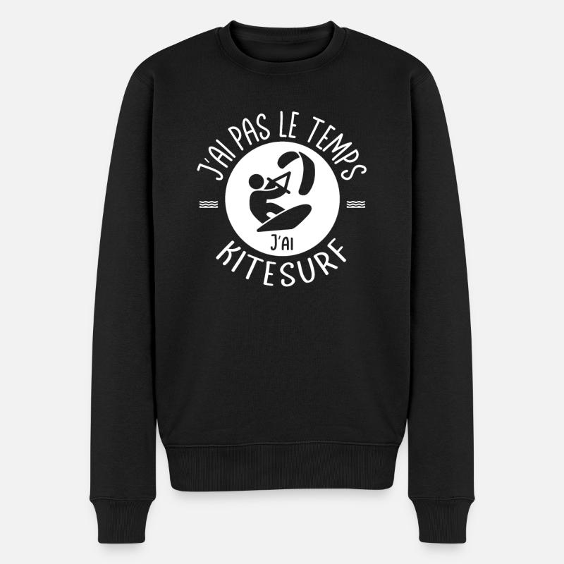 Ich habe keine Zeit, ich habe Kitesurfer - Männer Premium Bio Pullover - Schwarz