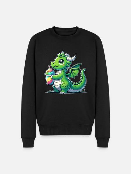 Drache mit Matsch-Eis - Männer Premium Bio Pullover - Schwarz